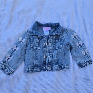 Little Lass Blue Jean Jacket with Floral Embroidery
